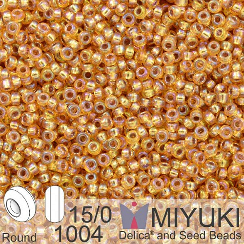 Korálky Miyuki Round 15/0. Barva 1004 S/L Dk Gold AB. Balení 5g