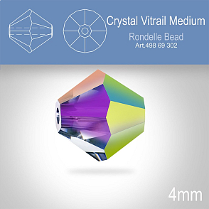 PRECIOSA Bicone MC BEAD (sluníčko) velikost 4mm. Barva CRYSTAL VITRAIL MEDIUM. Balení 30ks .