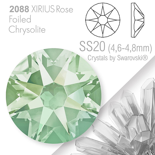 SWAROVSKI  XIRIUS Rose 2088 Foiled. Barva Chrysolite velikost SS20 (4,6-4,8mm). Balení 15Ks.