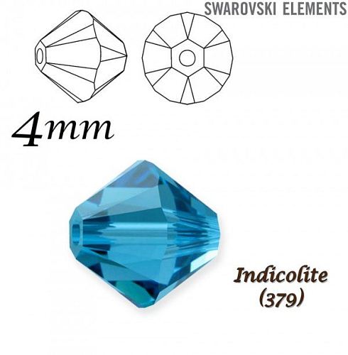 SWAROVSKI XILION BEAD 5328 barva INDICOLITE velikost 4mm. Balení 20Ks.