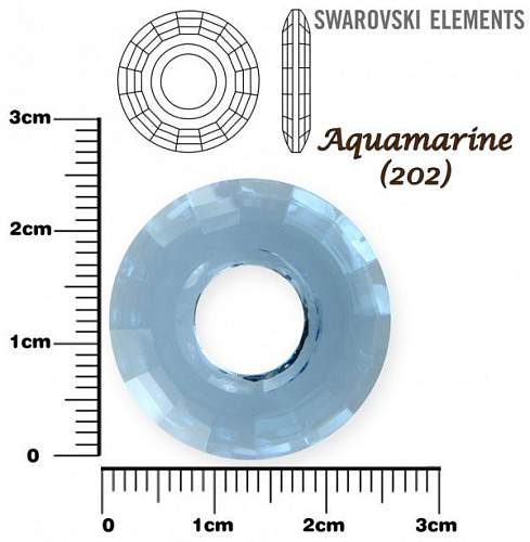 SWAROVSKI  Disk Pendant 6039 barva AQUAMARINE velikost 25mm.
