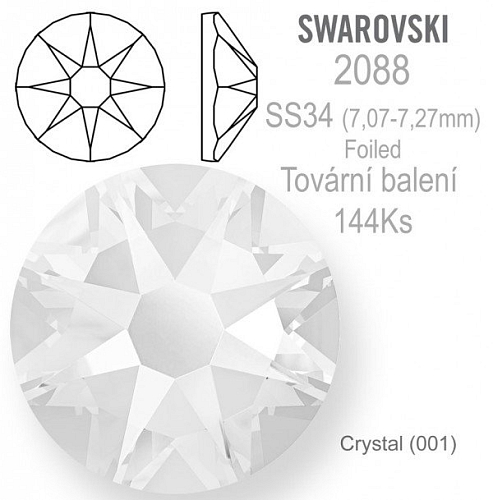 Swarovski XIRIUS Rose FOILED 2088 velikost SS34 barva Crystal tovární balení