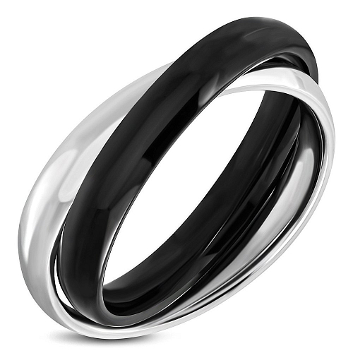 Ocelový prsten XRX 019 jako dva prsteny v jednom o velikosti 7