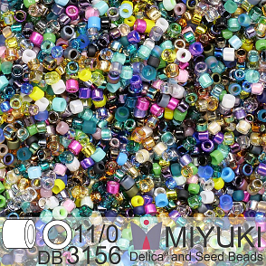 Korálky Miyuki Delica 11/0. Barva Moss green Mix DB3156. Balení 5g