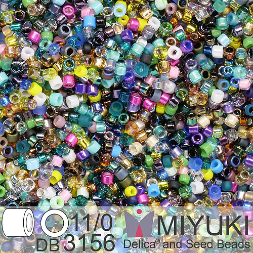Korálky Miyuki Delica 11/0. Barva Moss green Mix DB3156. Balení 5g