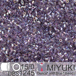 Korálky Miyuki Delica 15/0. Barva DBS 1245 Transparent Light Amethyst AB. Balení 2g.