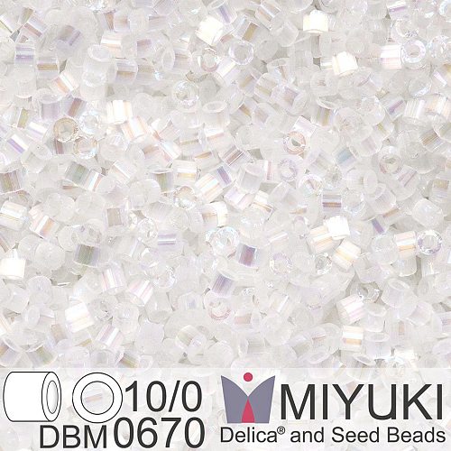 Korálky Miyuki Delica 10/0. Barva Crystal AB Silk Satin  DBM0670. Balení 5g..