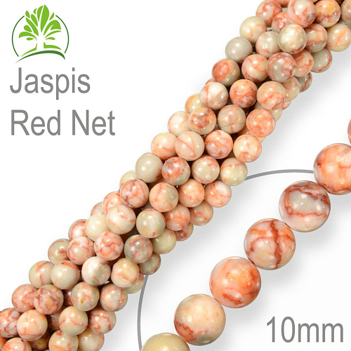 Korálky z minerálů Jaspis Red Net přírodní polodrahokam. Velikost pr.10mm. Balení 8Ks.