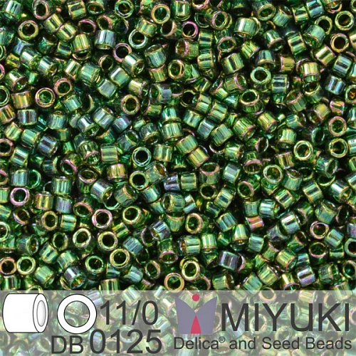 Korálky Miyuki Delica 11/0. Barva Emerald Gold Luster DB0125. Balení 5g.