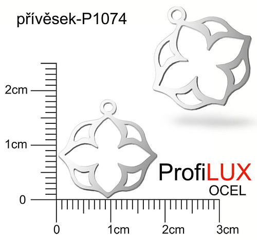 Přívěsek Ocel ozn-P1074 KVĚT obrys velikost 18x19mm tl.1.0mm. Velikost otvoru pr. 1,5mm . Řada přívěsků ProfiLUX. 