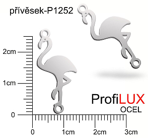 Přívěsek Ocel ozn-P1252 PLAMEŃÁK  2x očko  velikost 15x18mm tl.1,2mm. Řada přívěsků ProfiLUX