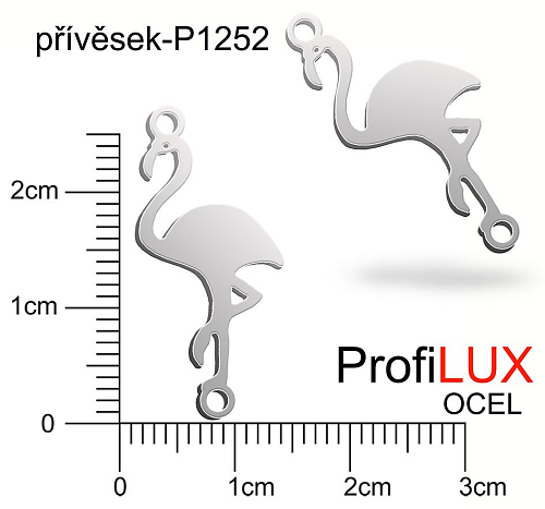 Přívěsek Ocel ozn-P1252 PLAMEŃÁK  2x očko  velikost 15x18mm tl.1,2mm. Řada přívěsků ProfiLUX