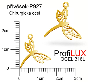 Přívěsek Chirurgická Ocel ozn-P927 VÁŽKA velikost  16x18mm. Řada přívěsků ProfiLUX. Barva POZLACENO
