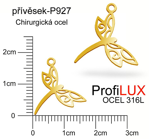 Přívěsek Chirurgická Ocel ozn-P927 VÁŽKA velikost  16x18mm. Řada přívěsků ProfiLUX. Barva POZLACENO