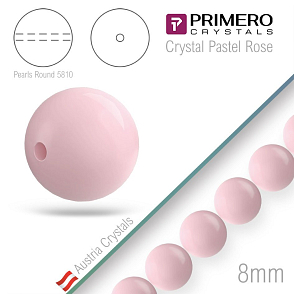 Korálky PRIMERO Crystals 5810. Barva Crystal Pastel Rose. Velikost 8mm