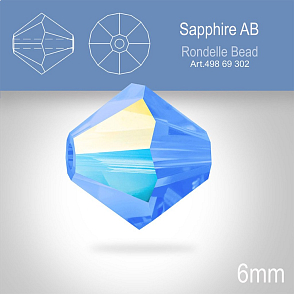 PRECIOSA Bicone MC BEAD (sluníčko) velikost 6mm. Barva SAPPHIRE Aurore Boreale. Balení 18ks .