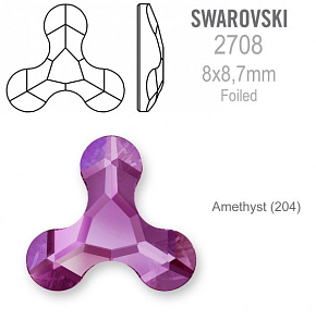 Swarovski 2708 Molecule FB Foiled velikost 8x8,7mm. Barva Amethyst 