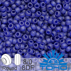 Korálky TOHO tvar ROUND (kulaté). Velikost 8/0. Barva č. 8DF-Transparent-Frosted Cobalt . Balení 10g.