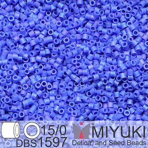 Korálky Miyuki Delica 15/0. Barva DBS 1597 Matte Opaque Cyan Blue AB. Balení 2g.
