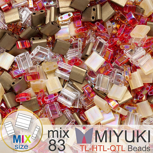 Korálky MIYUKI směs tvar TL-HTL-QTL BEADS . Barva MIX 83 Magical . Balení 5g.