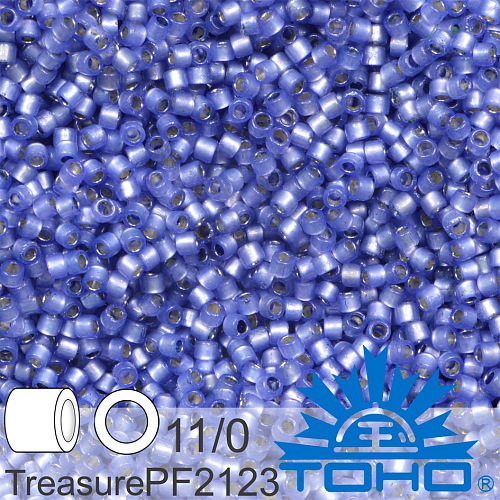 Korálky TOHO tvar TREASURE (válcové). Velikost 11/0. Barva PF2123 PermaFinish - Translucent Silver-Lined Indigo. Balení 5g.