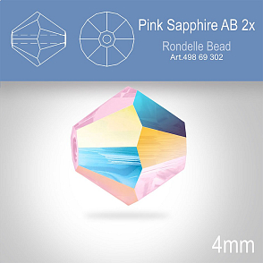 PRECIOSA Bicone MC BEAD (sluníčko) velikost 4mm. Barva Pink Sapphire Aurore Boreale 2x. Balení 30ks .