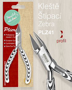 Kleště bižuterní Štípací.  Ozn. PLZ 41 styl ZEBRA.  Velikost kleští 130x55mm
