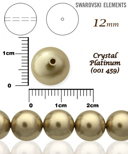 SWAROVSKI 5811 Voskované Perle barva 459 CRYSTAL PLATINUM PEARL velikost 12mm. 