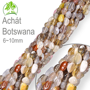 Korálky z minerálů Nugets velikost 6-10mm Achát Botswana. Balení 40cm.