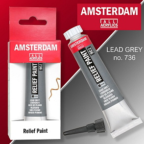 Reliéfní barvy Amsterdam Relief Paint 20 ml color LEAD GREY no. 736