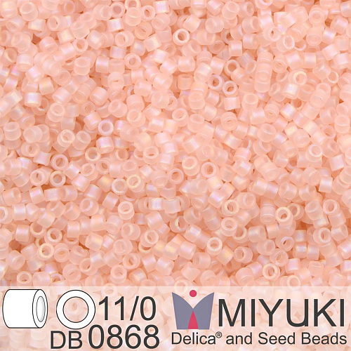 Korálky Miyuki Delica 11/0. Barva Matte Transparent Pink Mist AB DB0868. Balení 5g.