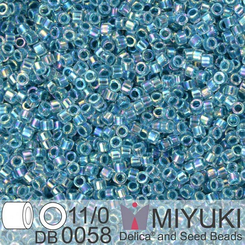 Korálky Miyuki Delica 10/0. Barva Marine Blue Lined Crystal AB DBM0058. Balení 5g.