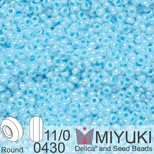 Korálky Miyuki Round 11/0. Barva 0430 Aqua Lined White Pearl. Balení 5g.