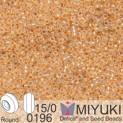 Korálky Miyuki Round 15/0. Barva 0196 24kt Yellow Gold Lined Opal. Balení 3g.