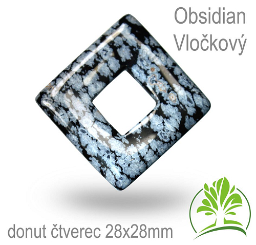 Obsidian Vločkový čtverec donut-o pr. 28x28mm tl.5,5mm.
