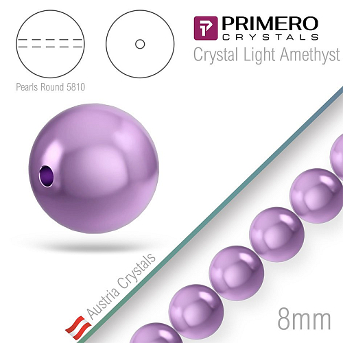Korálky PRIMERO Crystals 5810. Barva Crystal Light Amethyst. Velikost 8mm