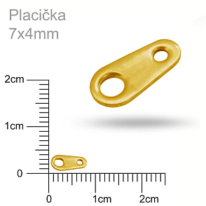 Placička  pro karabinku. Velikost 7x4mm. Barva zlatá.