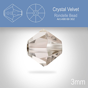 PRECIOSA Bicone (sluníčko) velikost 3mm. Barva CRYSTAL VELVET. Balení 40ks