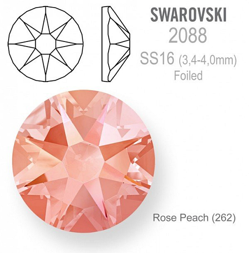 Swarovski XIRIUS FOILED 2088 velikost SS16 barva  Rose Peach 