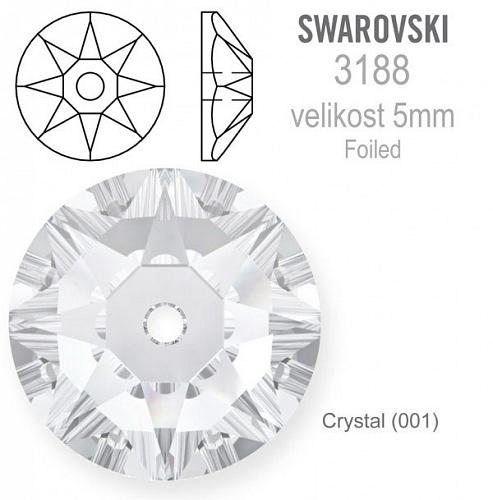 Swarovski 3188 XIRIUS Lochrose našívací kameny velikost pr.5mm barva Crystal