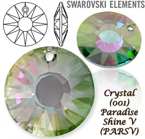 SWAROVSKI 6724/G Sun Pendant Partly Frosted velikost 33mm. Barva Crystal Paradise Shine V  