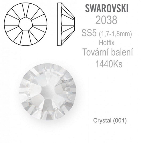 Swarovski XILION Rose HOTFIX 2038 velikost SS5 barva Crystal tovární balení