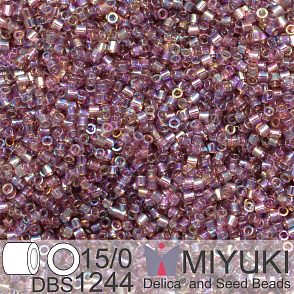 Korálky Miyuki Delica 15/0. Barva DBS 1244 Transparent Mauve AB. Balení 2g.