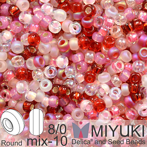 Korálky Miyuki Round 8/0. Barva MIX 10 Valentine . Balení 5g