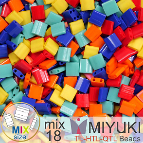 Korálky MIYUKI směs tvar TL-HTL-QTL BEADS . Barva MIX 18 Rainbow . Balení 5g.