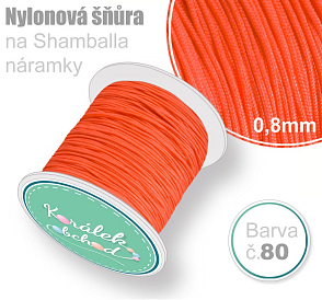 Nylonová šňůra na Shamballa náramky průměr nitě 0,8mm. Barva č.80 oranžová