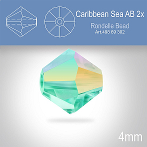 PRECIOSA Bicone MC BEAD (sluníčko) velikost 4mm. Barva CARIBBEAN SEA AB 2x. Balení 30ks .