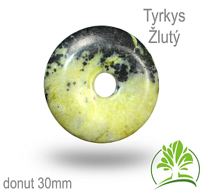 Kámen TYRKYS Žlutý donut-o pr. 30mm tl.4,5mm.