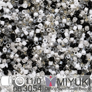 Korálky Miyuki Delica 11/0. Barva Black and White Mix DB3054. Balení 5g