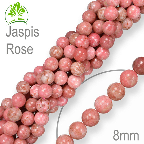 Korálky z minerálů Jaspis Rose Velikost pr.8mm. Balení 10Ks. 